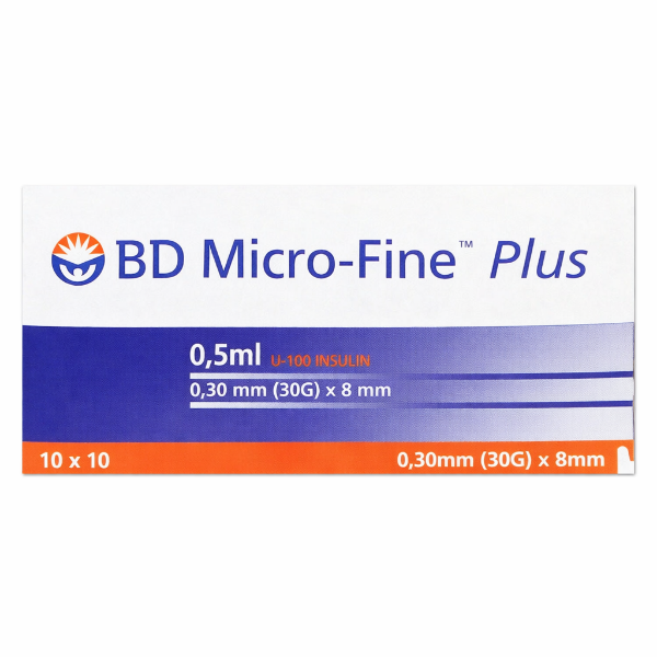 BD Micro-Fine Plus İnsülin Enjektörü 0,5 ml 30G 8 mm 100'lü